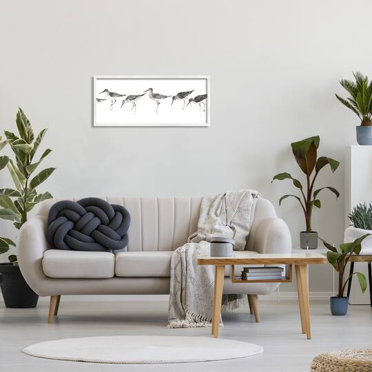 Stupell Industries Beach Bird Sandpipers Painting Wall Art in White Frame